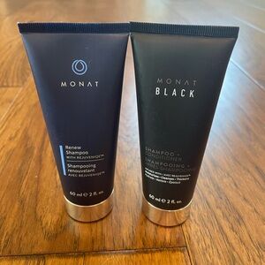 Travel Size MONAT Renew Shampoo and Black Shampoo/Conditioner Set